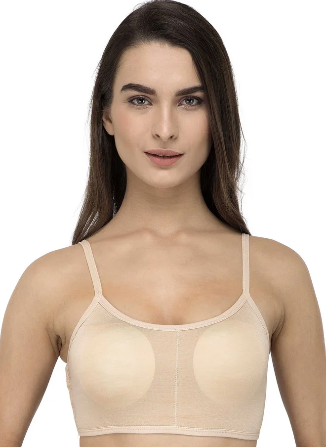 Laceandme Laceandme Beige Solid Non-Wired Lightly Padded Bralette Bra LM-STRIPS-BEIGE